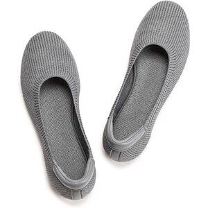 Frank Mully Women’s 6012grey Knit Fabric Round Toe Slip On Ballet Flat Shoes